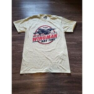 Surf Style "Wingman" Top Gun Styled Yellow Short Sleeved Graphic Tee - Medium